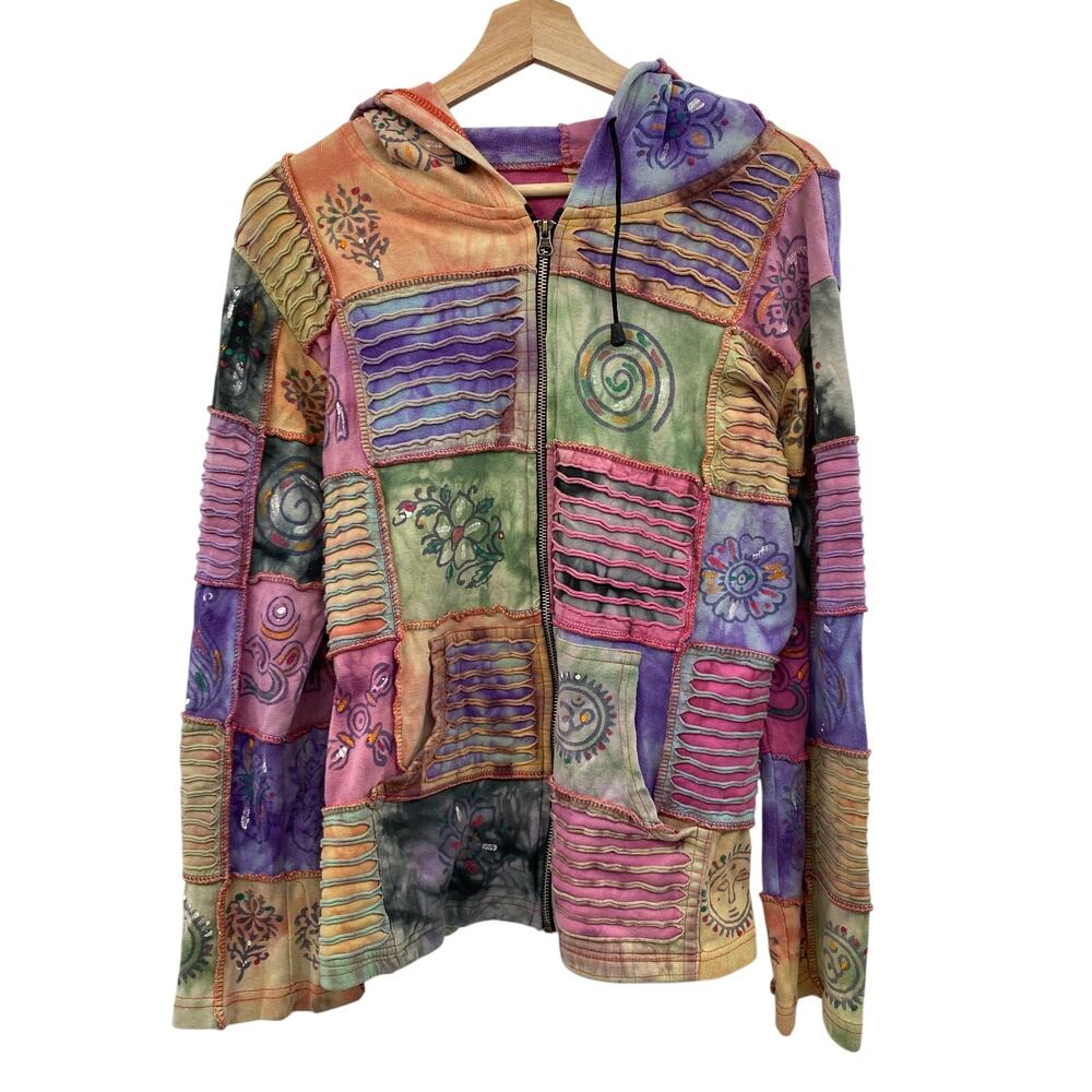 Y2K funky patchwork hoodie jacket - image 2
